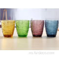 Juego de vasos de vidrio de vidrio de agua de color en relieve